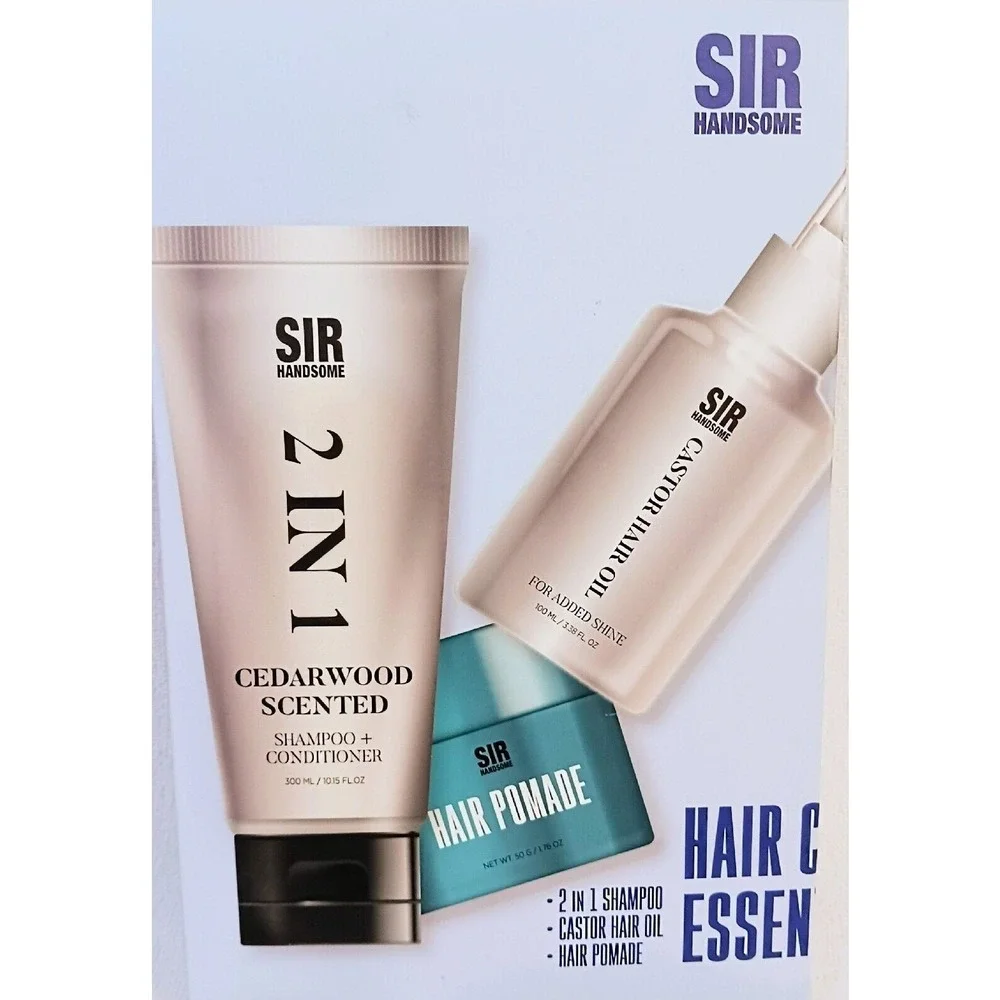 Sir‎ Hansome 3 PRODUCTS Men Hair Care ESSENTIALS Shampoo Hair Oil Shine Pomade